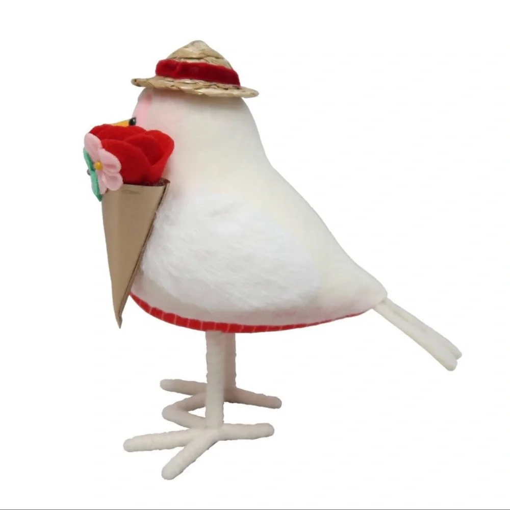 Target Fabric Valentine's Day Bird Figurine Holding Flowers